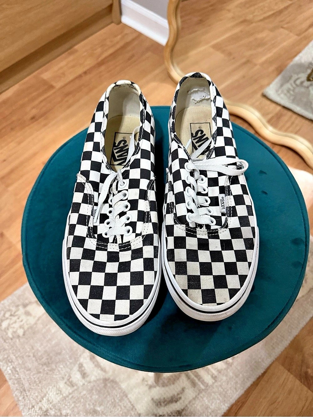 Vans Authentic Checkerboard Sneakers in Black & White